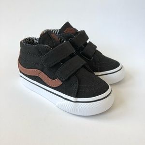 Vans Sk8-Hi Mid V Black Canvas Brown Leather